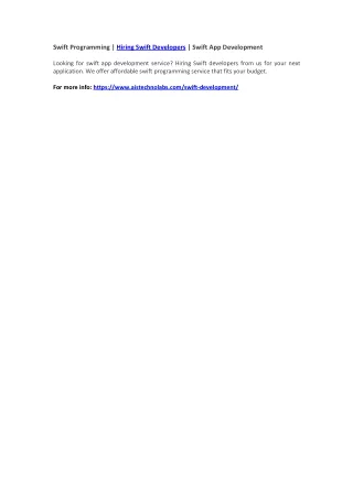 swift programming hiring swift developers swift