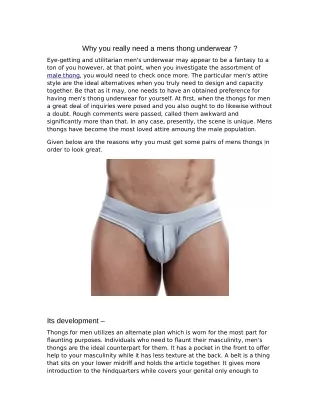 Why you really need a mens thong underwear ?