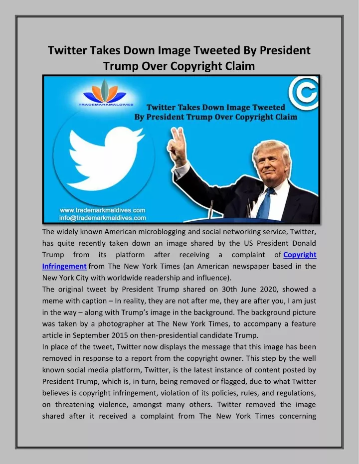 twitter takes down image tweeted by president