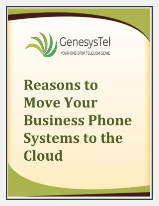 Reasons to Move Your Business Phone Systems to the Cloud