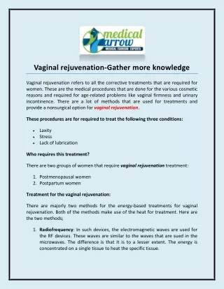 vaginal rejuvenation gather more knowledge