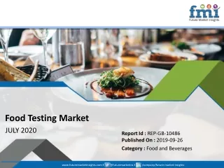 Future Market Insights Presents Food Testing Market Growth Projections Based on COVID-19 Impact