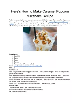 Here’s How to Make Caramel Popcorn Milkshake Recipe
