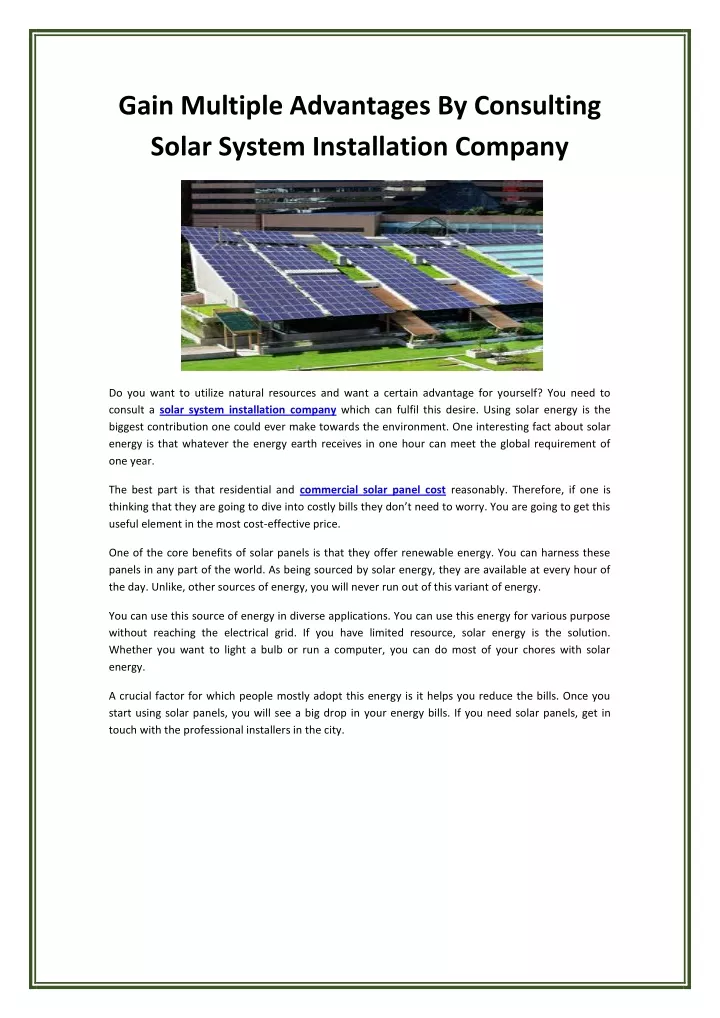 gain multiple advantages by consulting solar