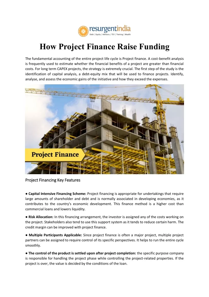 how project finance raise funding
