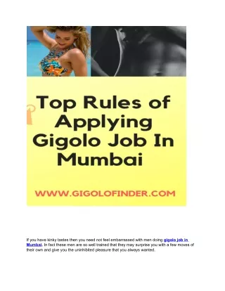 Join Gigolo Job in Mumbai and Enjoy Date everyday