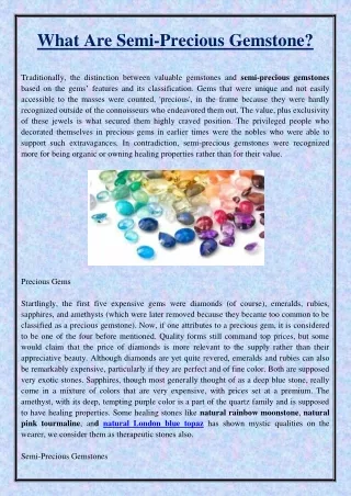 what are semi precious gemstone