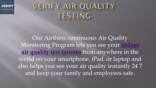 Air Quality Monitoring | Verify Air Quality Testing