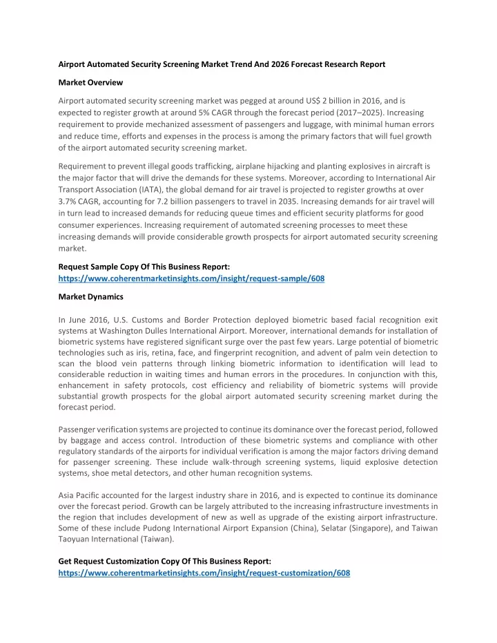 airport automated security screening market trend