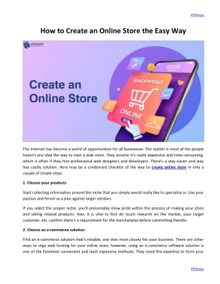 How to Create an Online Store the Easy Way