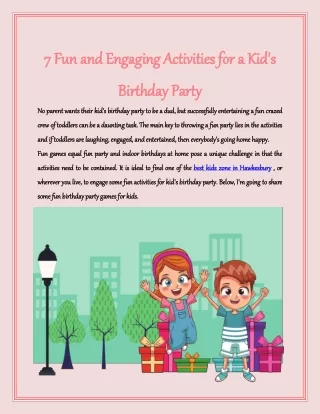 7 Fun and Engaging Activities for a Kid's Birthday Party