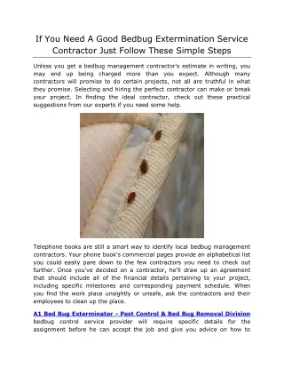 if you need a good bedbug extermination service