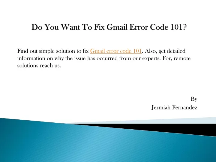 do you want to fix gmail error code 101
