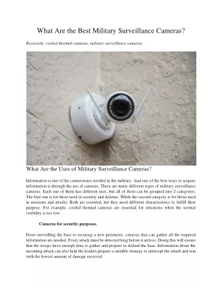 what are the best military surveillance cameras