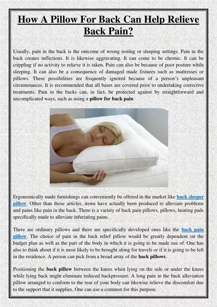how a pillow for back can help relieve back pain
