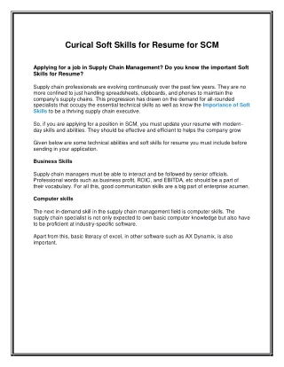 curical soft skills for resume for scm
