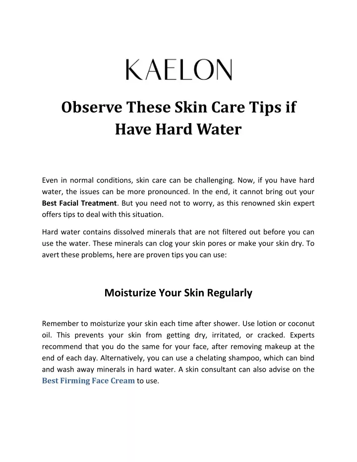observe these skin care tips if have hard water