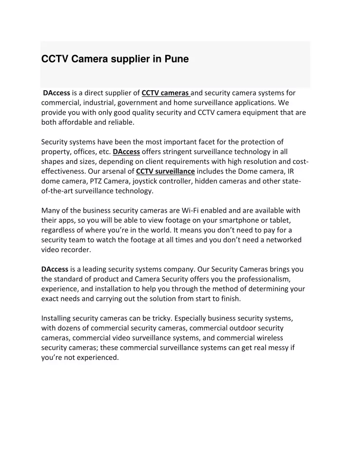 cctv camera supplier in pune