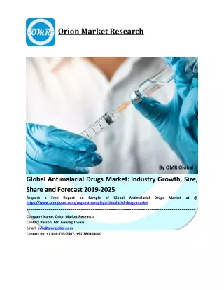 Global Antimalarial Drugs Market Size, Industry Trends, Share and Forecast 2019-2025