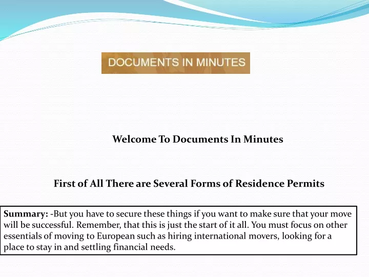 welcome to documents in minutes