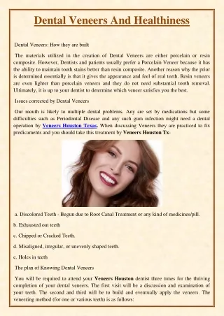 dental veneers and healthiness