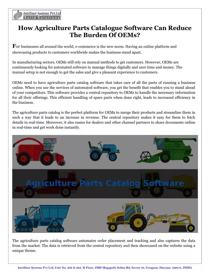 how agriculture parts catalogue software