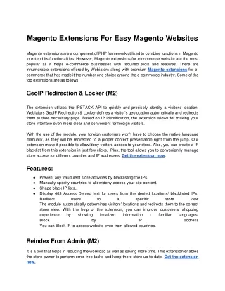 magento extensions for easy magento websites