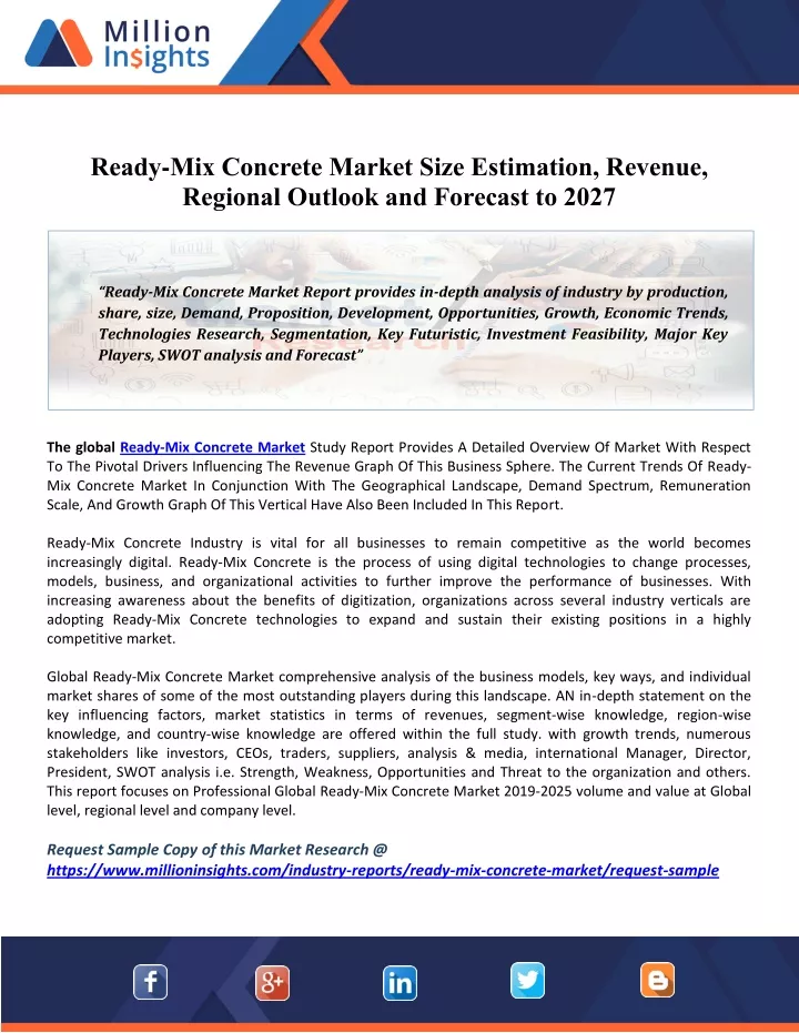 ready mix concrete market size estimation revenue
