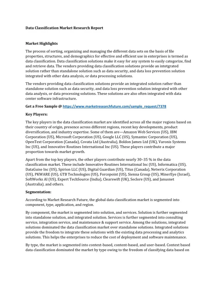 data classification market research report