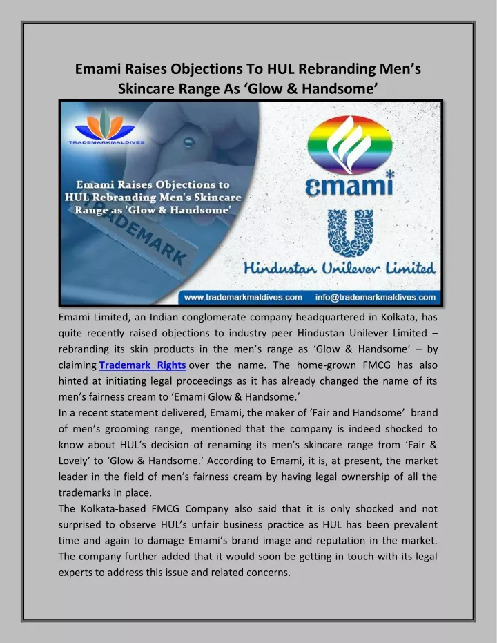 emami raises objections to hul rebranding