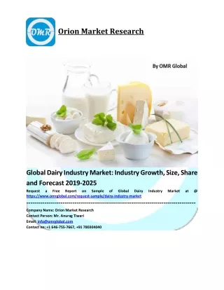 Dairy Industry Market Trends, Size, Competitive Analysis and Forecast - 2019-2025