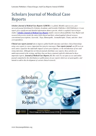 Scholars Journal of Medical Case Reports