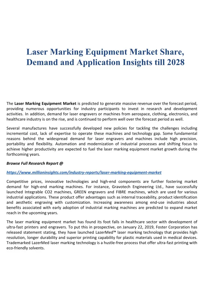 laser marking equipment market share demand