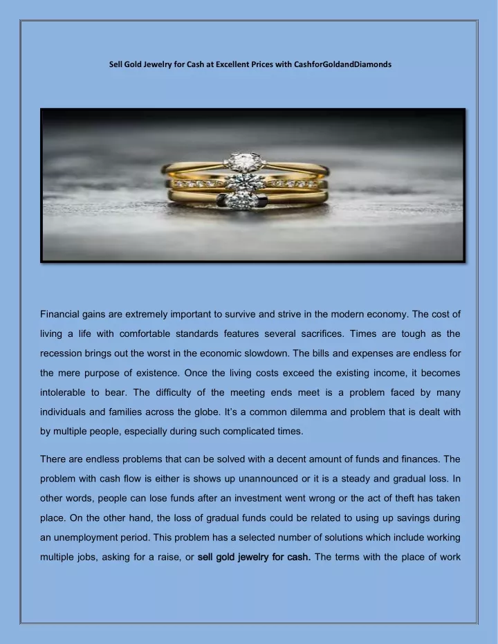 sell gold jewelry for cash at excellent prices