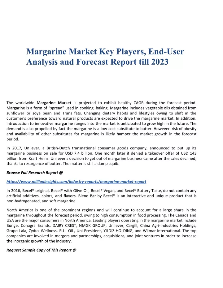 margarine market key players end user analysis