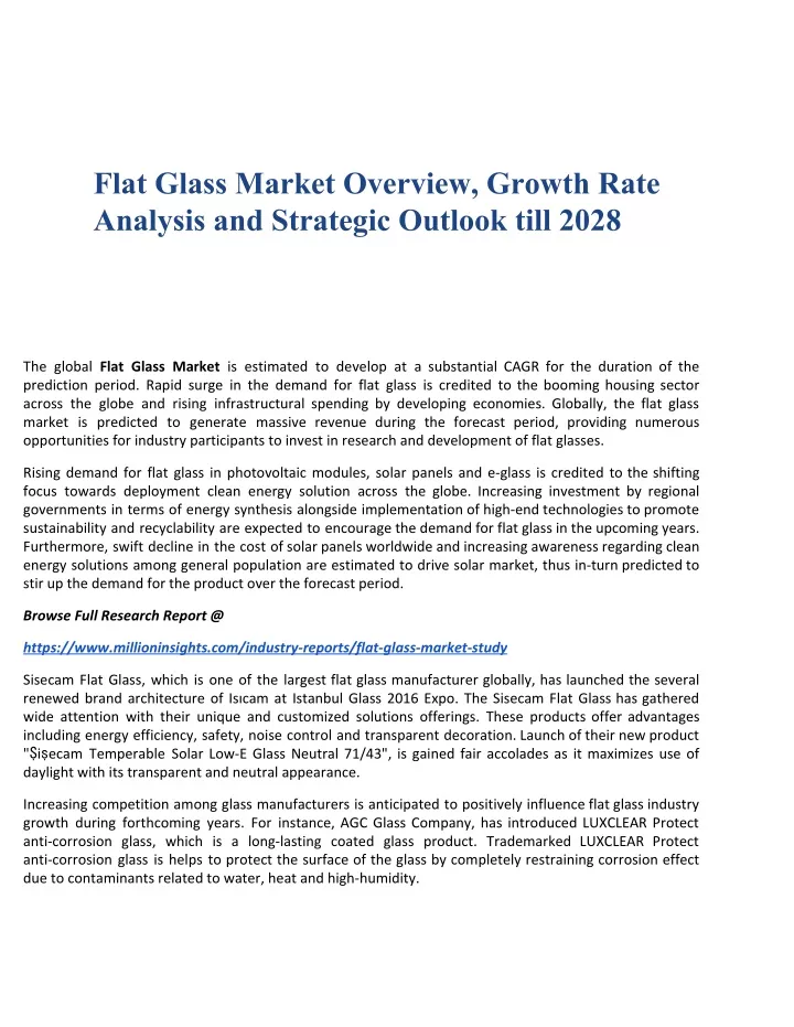 flat glass market overview growth rate analysis