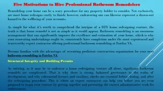 Five Motivations to Hire Professional Bathroom Remodelers