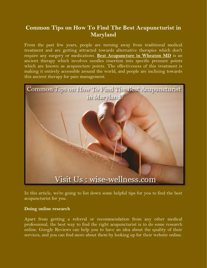 common tips on how to find the best acupuncturist