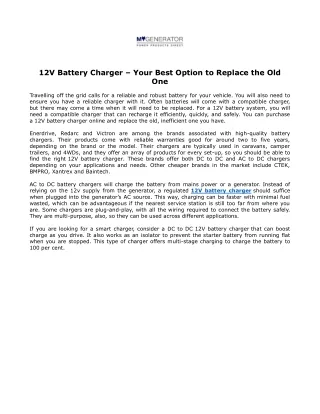 12V Battery Charger – Your Best Option to Replace the Old One
