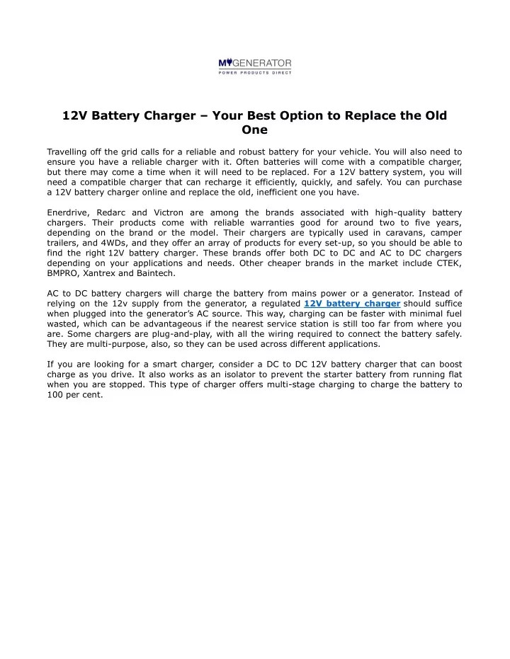 12v battery charger your best option to replace