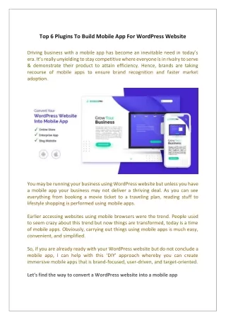 top 6 plugins to build mobile app for wordpress