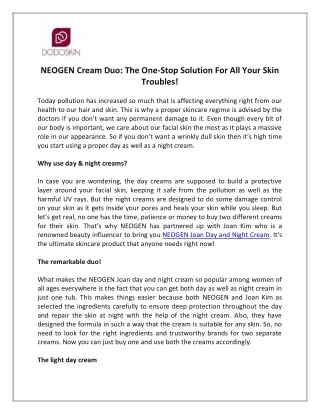 neogen cream duo the one stop solution