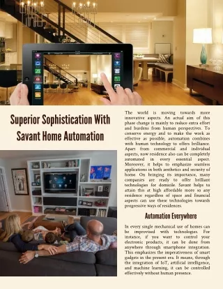 Superior Sophistication With Savant Home Automation