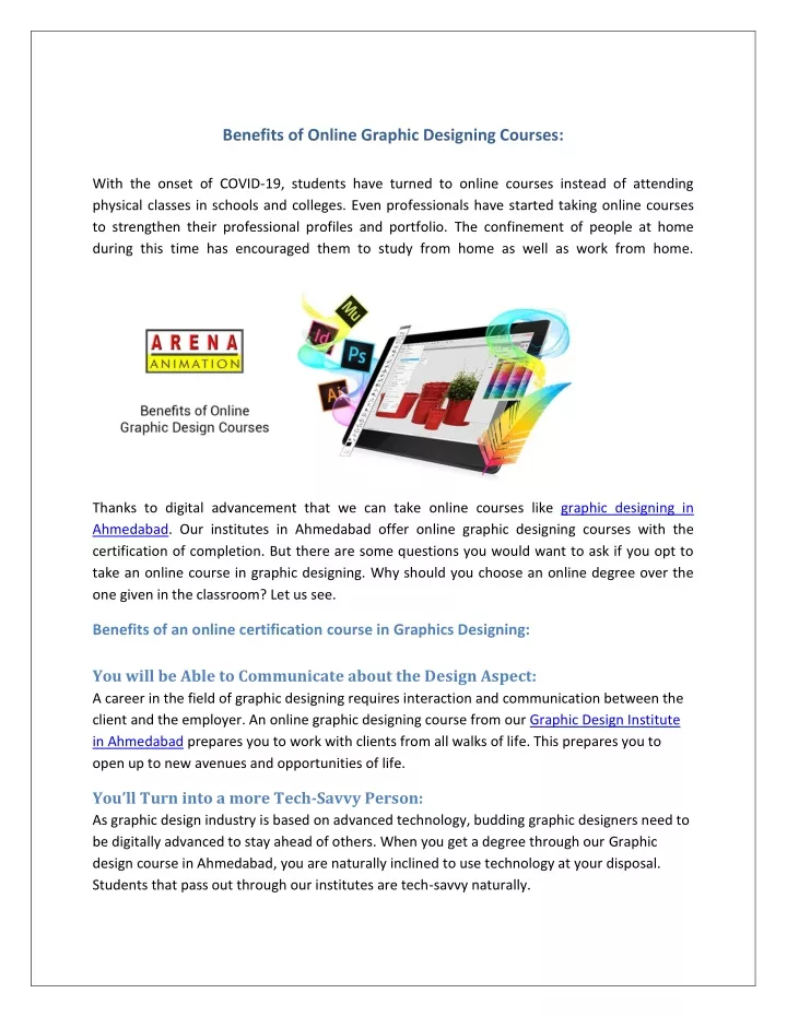 benefits of online graphic designing courses with