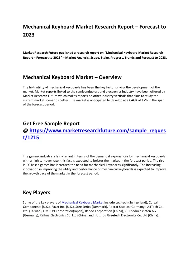 mechanical keyboard market research report