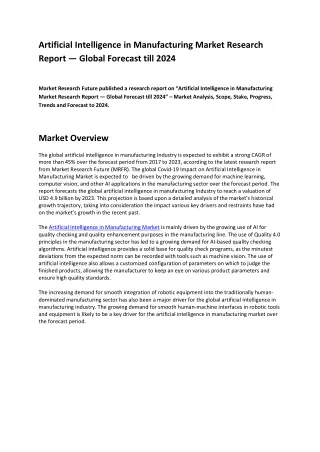 artificial intelligence in manufacturing market