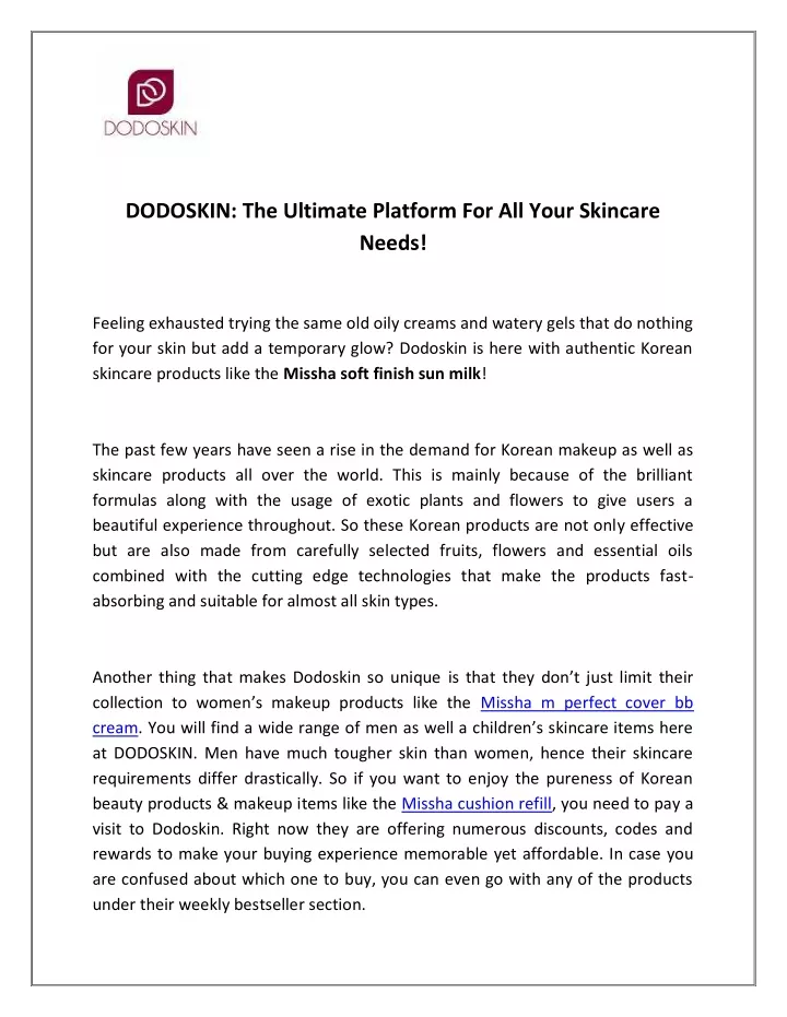 dodoskin the ultimate platform for all your