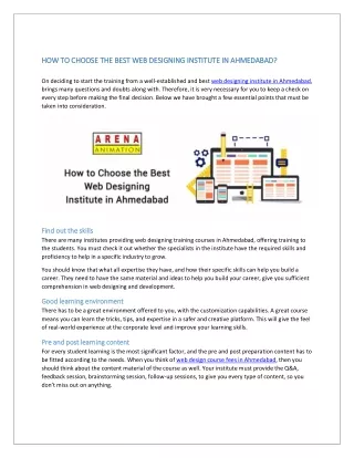 how to choose the best web designing institute