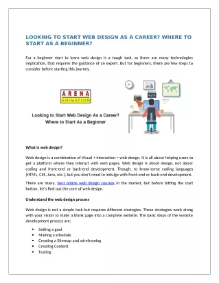 looking to start web design as a career where