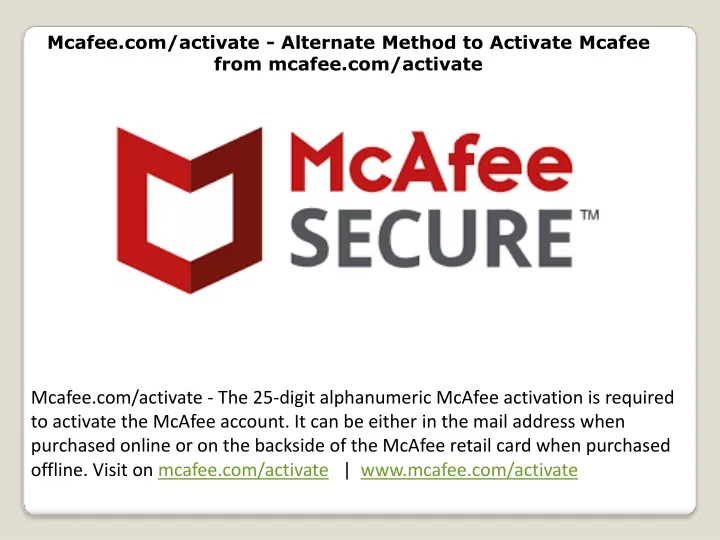 mcafee com activate alternate method to activate mcafee from mcafee com activate